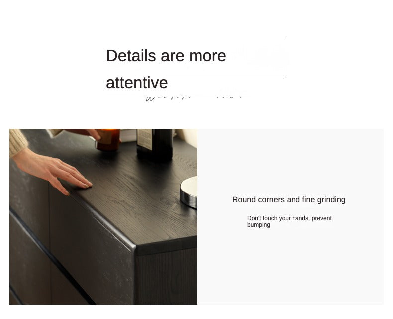 Oak Solid Wood Black Chest of Drawers