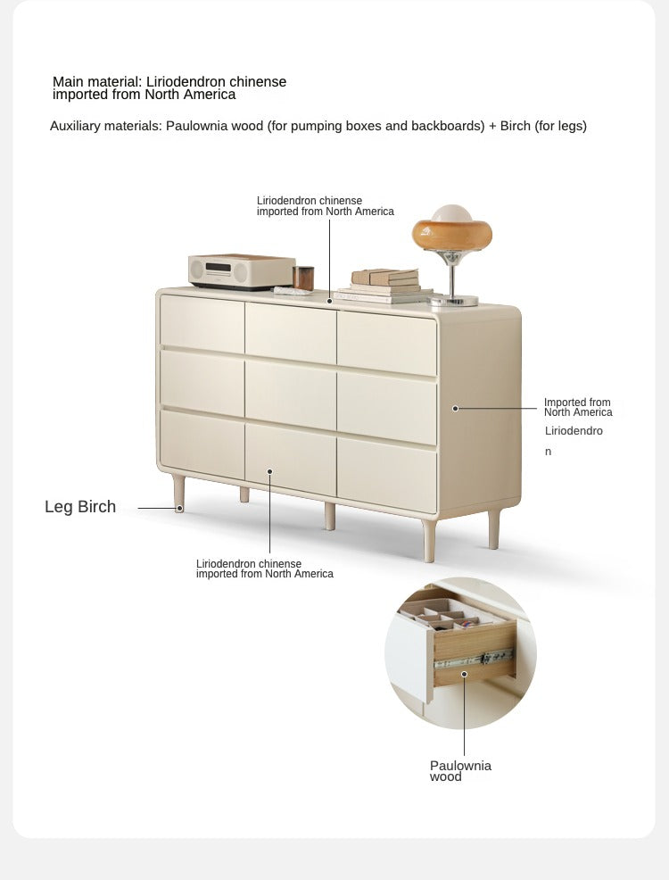 Ash Solid Wood Cream Style Chest of Drawers