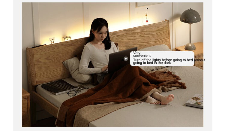 Oak Solid Wood with LED Light Bed