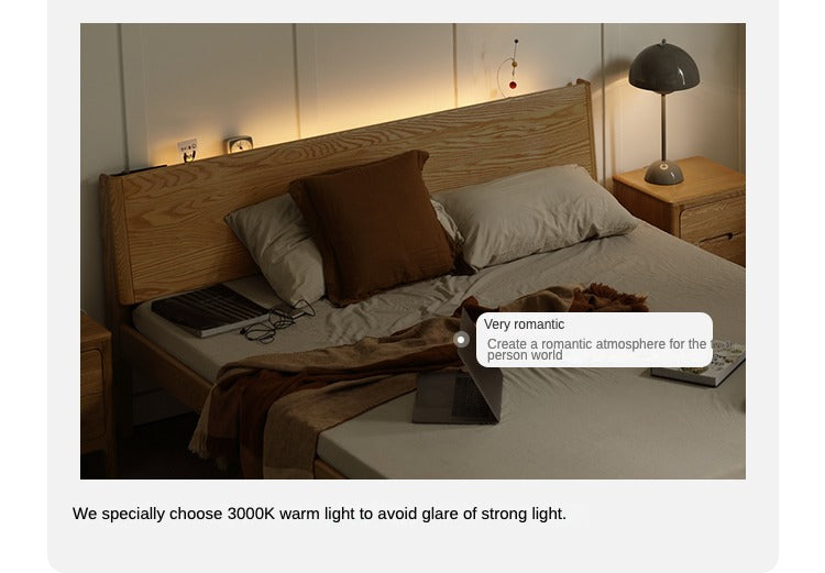 Oak Solid Wood with LED Light Bed