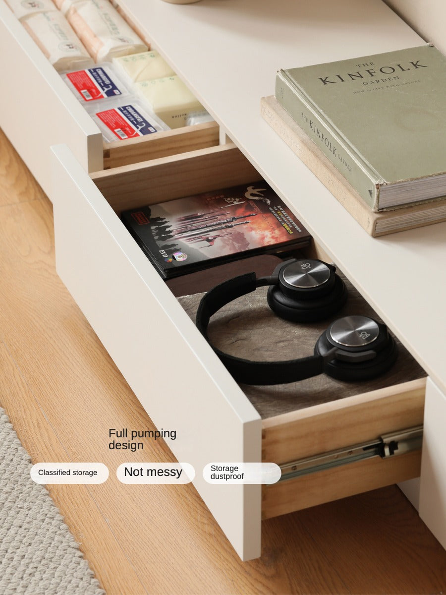 Poplar Solid Wood Floor Rock Plate TV Cabinet-