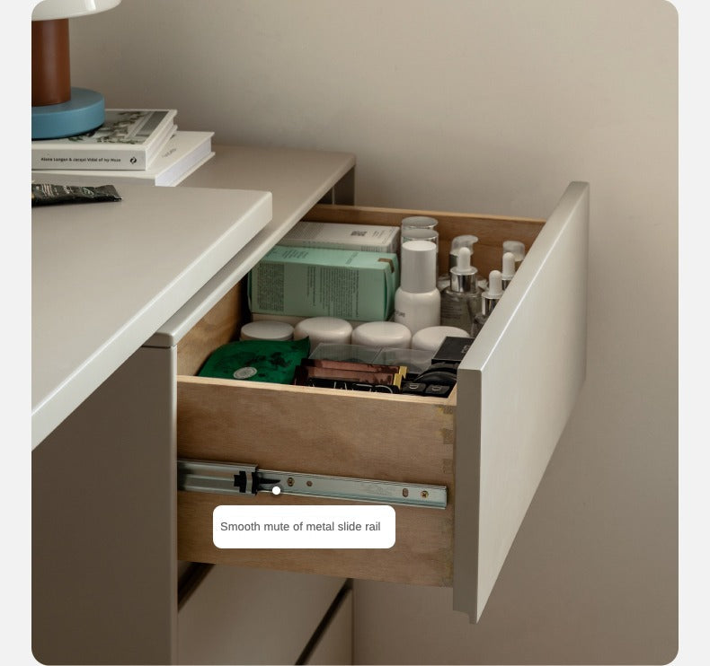 Poplar, Oak Solid Wood Telescopic Dressing Table Three Drawers.