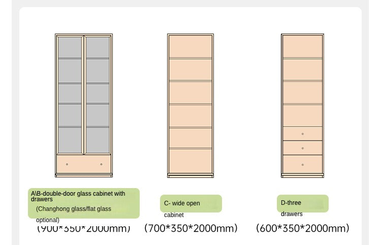 Oak Solid Wood Combination Wall Bookcase Bookshelf