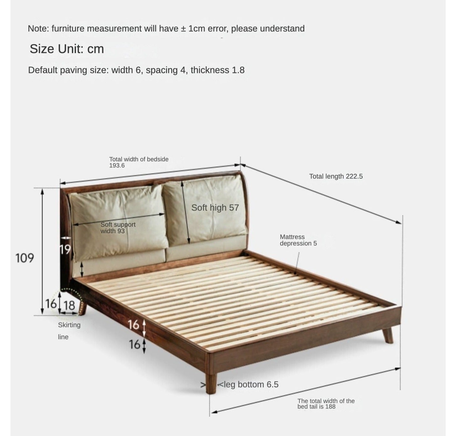Black Walnut, Sandalwood Solid Wood Leather,Technology Cloth Bed