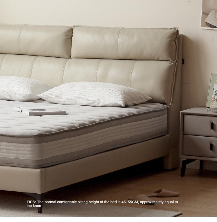 Cow Leather Bed ,Technology Cloth Wood Bed