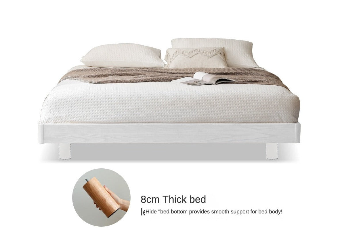 Oak solid wood Suspended platform bed, headboard-free bed with light
