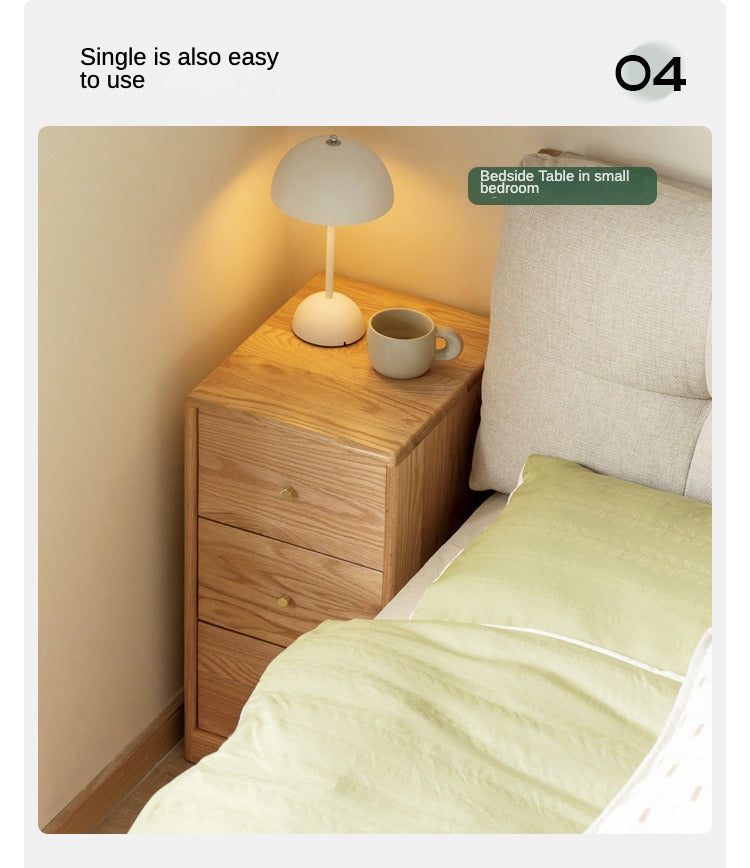 Oak, Beech Solid Wood Side Cabinet, Multi-Functional Storage