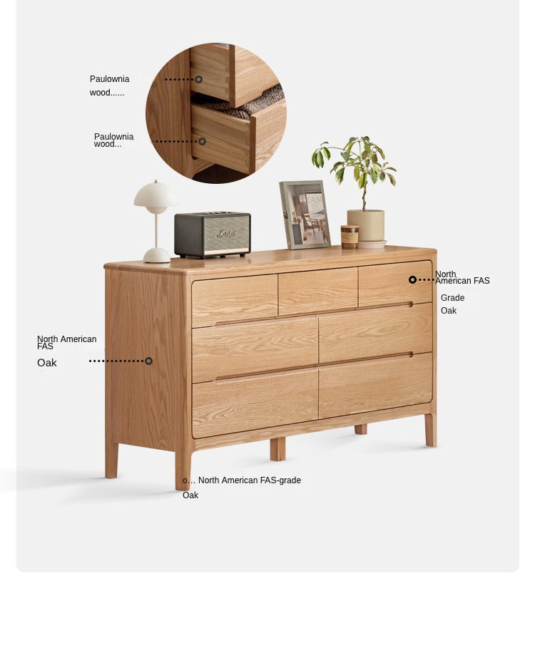 Oak Solid Wood Seattle Wide Chest of Drawers