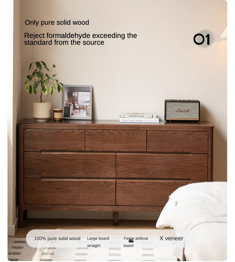 Oak Solid Wood Seattle Wide Chest of Drawers