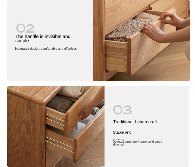 Oak Solid Wood Seattle Wide Chest of Drawers