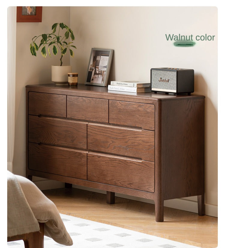 Oak Solid Wood Seattle Wide Chest of Drawers