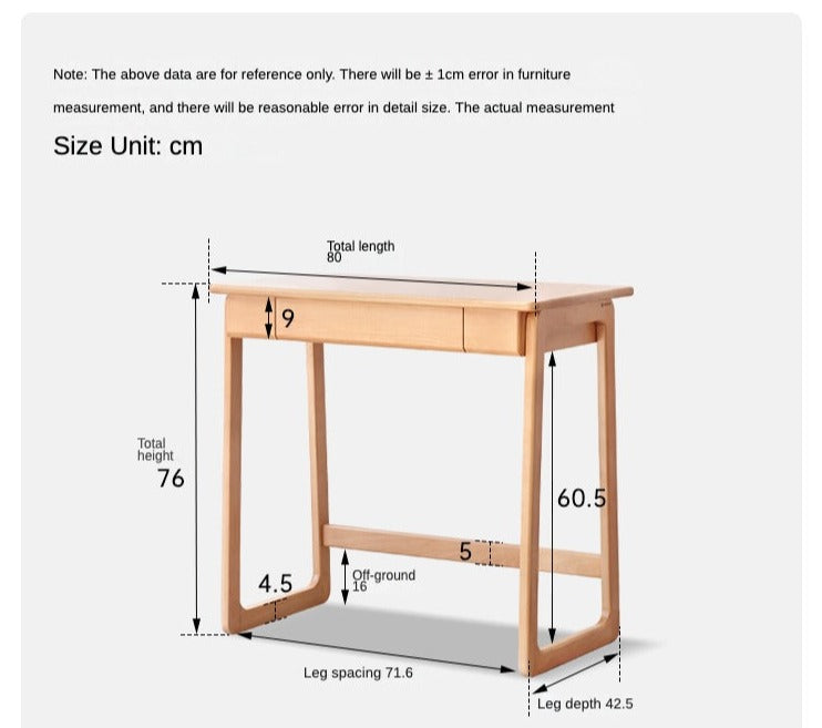 Beech Solid Wood Small Narrow Desk