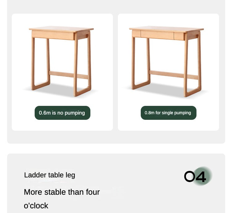 Beech Solid Wood Small Narrow Desk