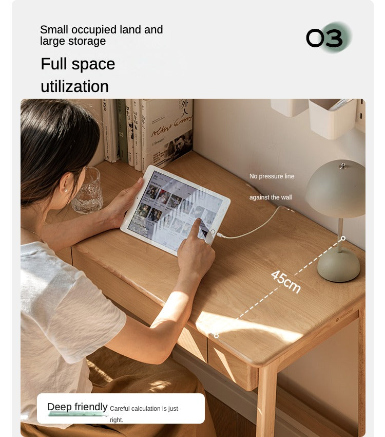 Beech Solid Wood Small Narrow Desk