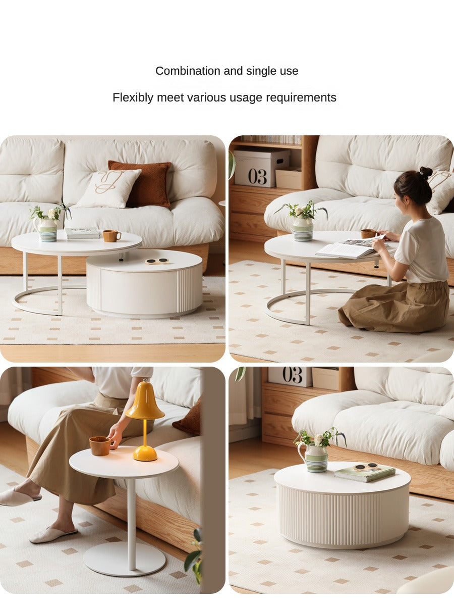Ash Solid Wood Milk Oil Wind Combination Storage Rock Coffee Table.