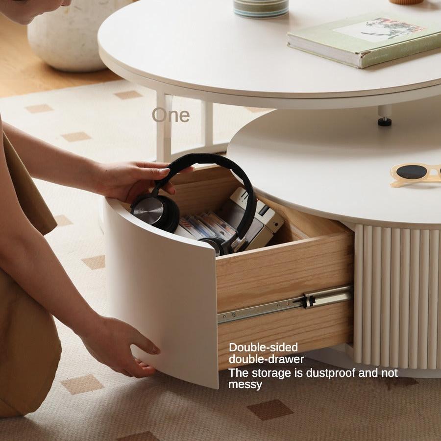 Ash Solid Wood Milk Oil Wind Combination Storage Rock Coffee Table.