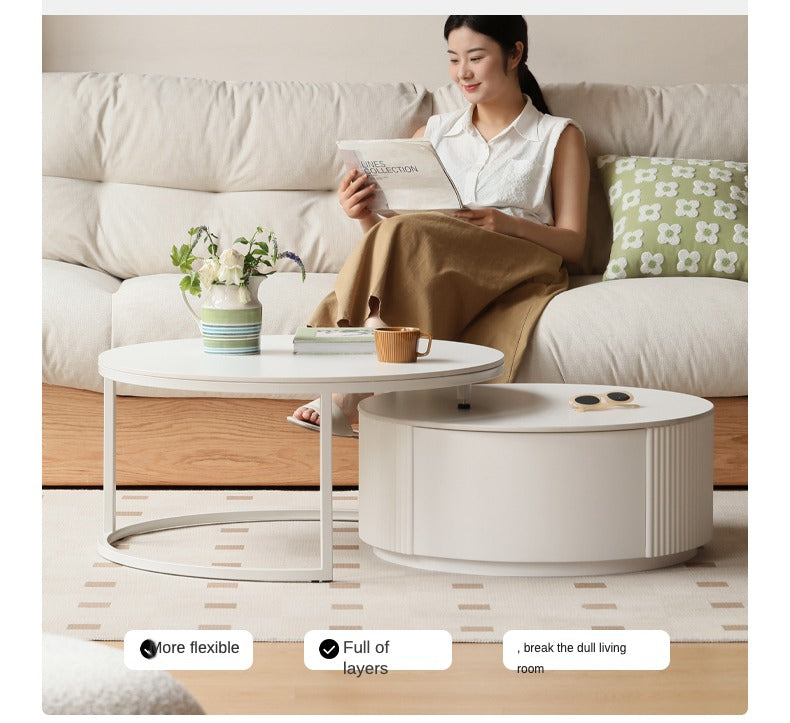Ash Solid Wood Milk Oil Wind Combination Storage Rock Coffee Table.