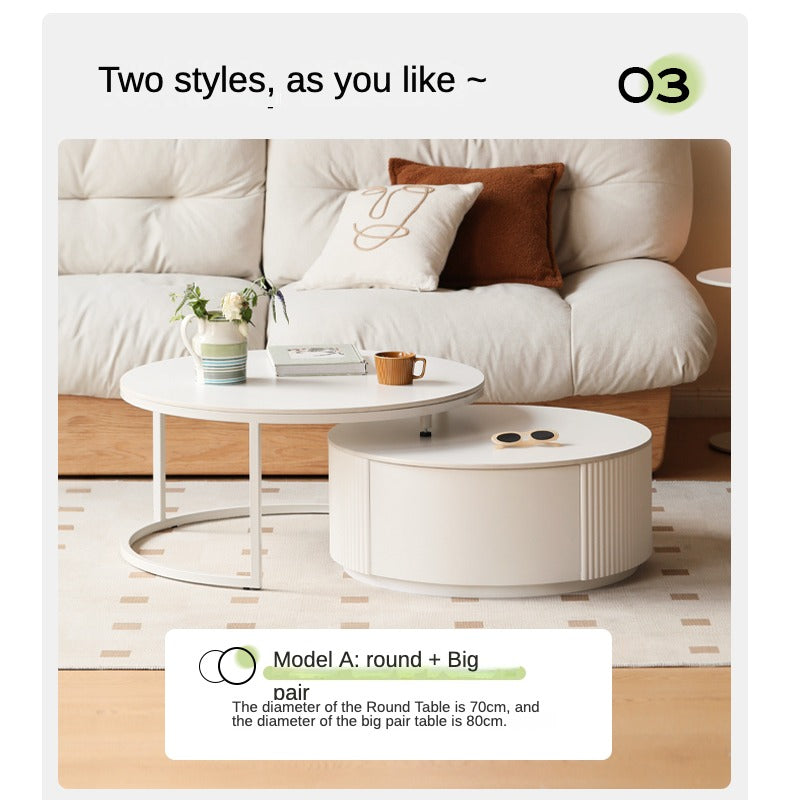 Ash Solid Wood Milk Oil Wind Combination Storage Rock Coffee Table.