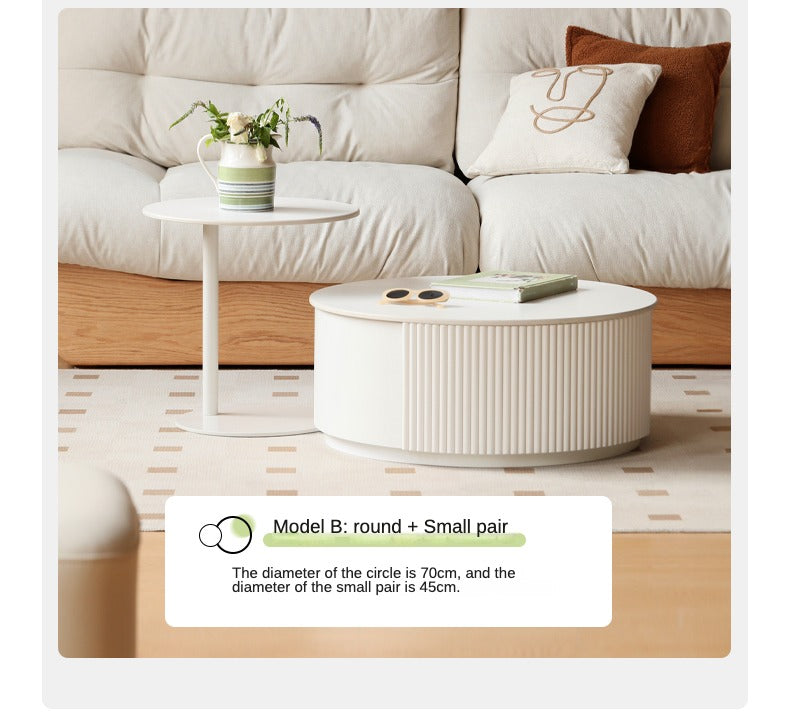 Ash Solid Wood Milk Oil Wind Combination Storage Rock Coffee Table.