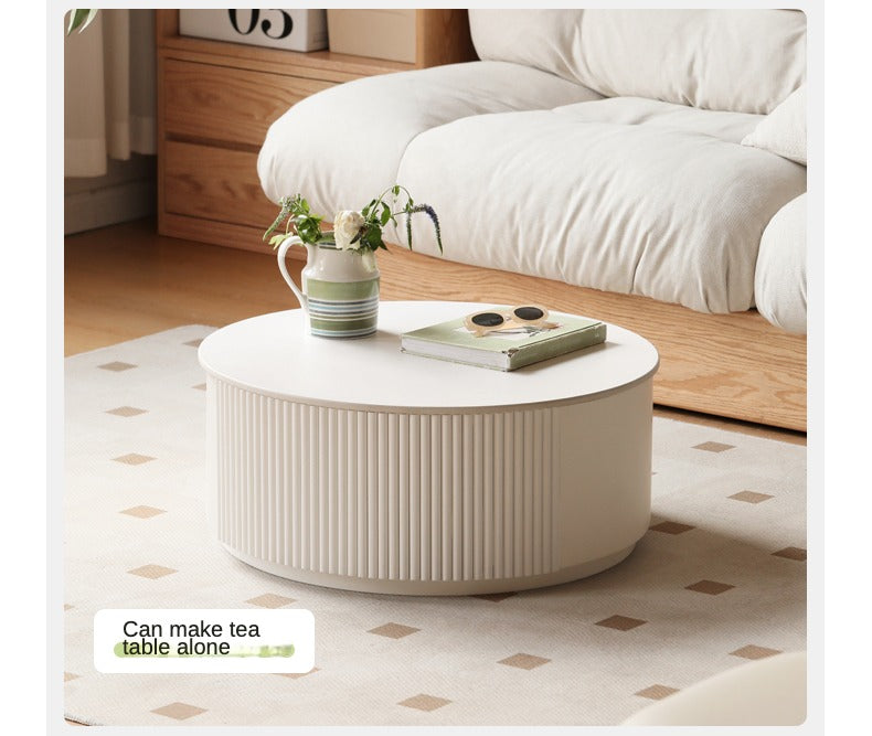 Ash Solid Wood Milk Oil Wind Combination Storage Rock Coffee Table.