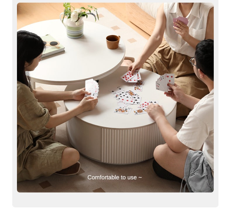 Ash Solid Wood Milk Oil Wind Combination Storage Rock Coffee Table.