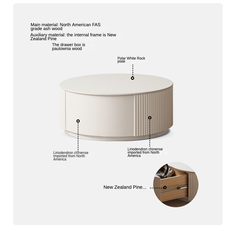 Ash Solid Wood Milk Oil Wind Combination Storage Rock Coffee Table.