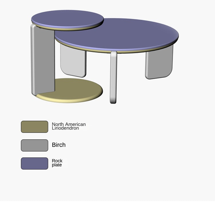 Poplar Solid Wood Rock Plate Combination Coffee Table.