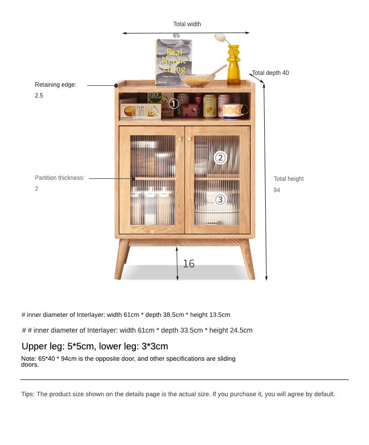 Oak Solid Wood, Solid RubberWood Sideboard Sliding Doors