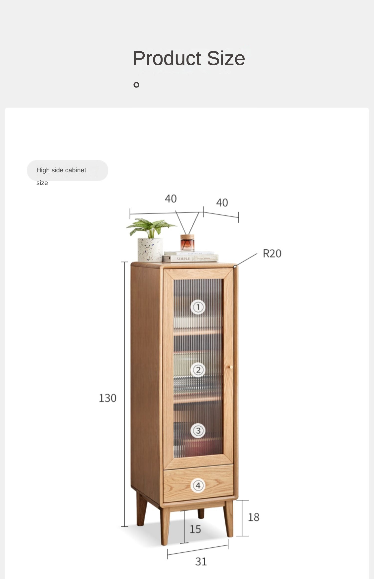 Oak, Ash Solid Wood Side Cabinet