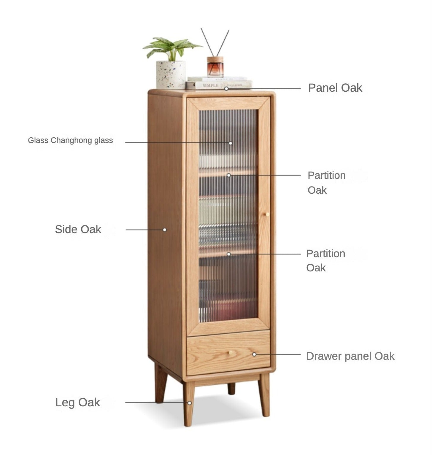 Oak, Ash Solid Wood Side Cabinet