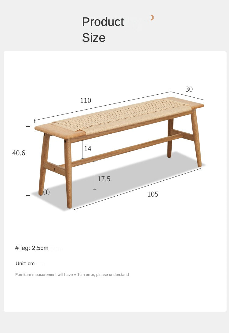 Oak solid wood Corded Bench