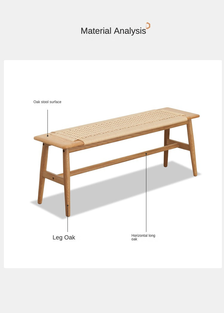 Oak solid wood Corded Bench