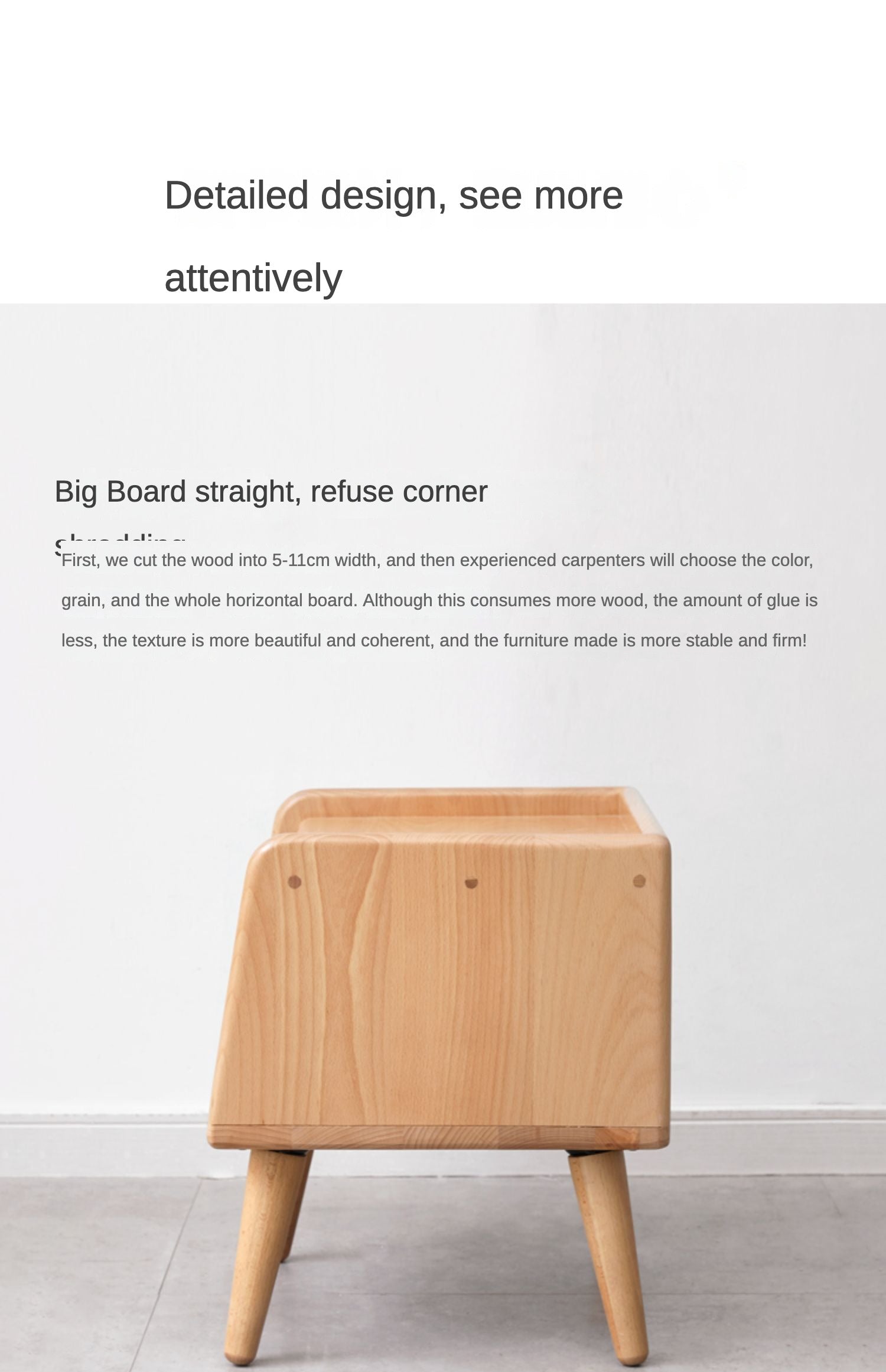 Beech solid wood Fully open nightstand