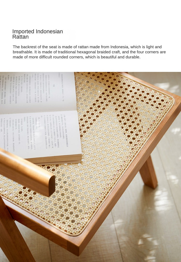 Ash, Oak, Cherry, Black Walnut, Beech Solid Wood Retro Rattan Chair