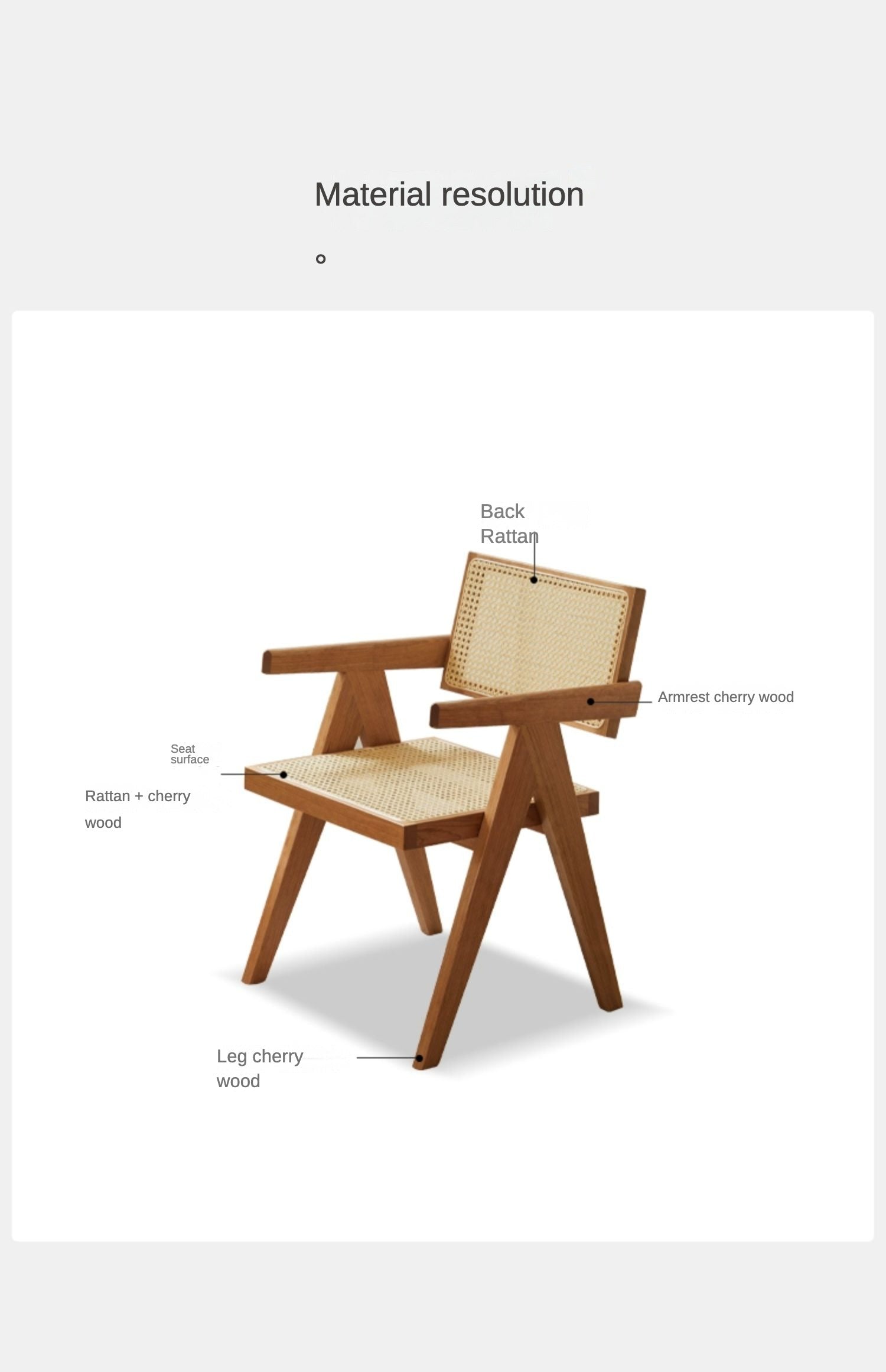 Ash, Oak, Cherry, Black Walnut, Beech Solid Wood Retro Rattan Chair