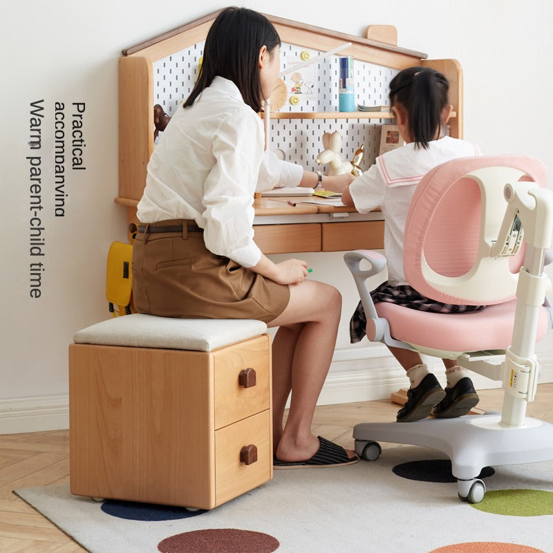 Beech Solid Wood Kids Storage Stool