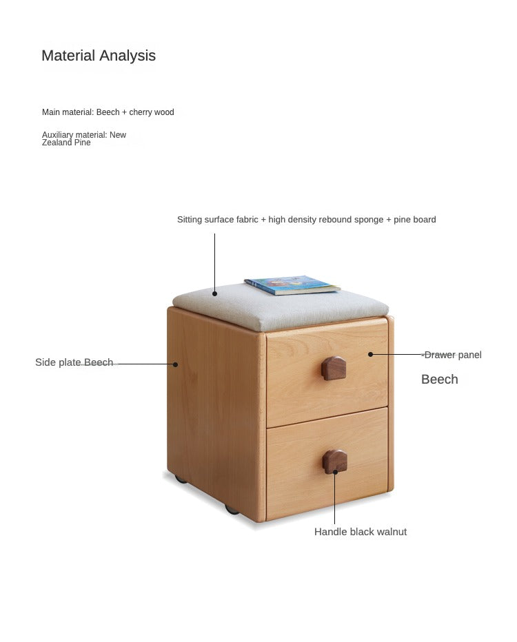 Beech Solid Wood Kids Storage Stool