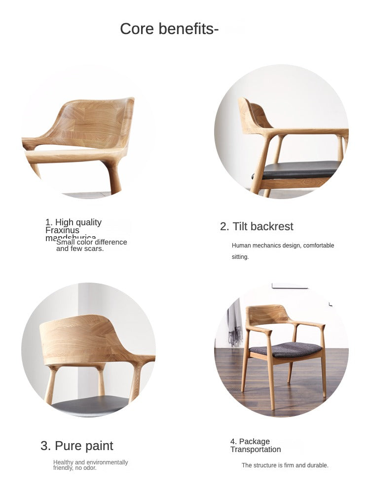 Elegant Armchair Ash solid wood+