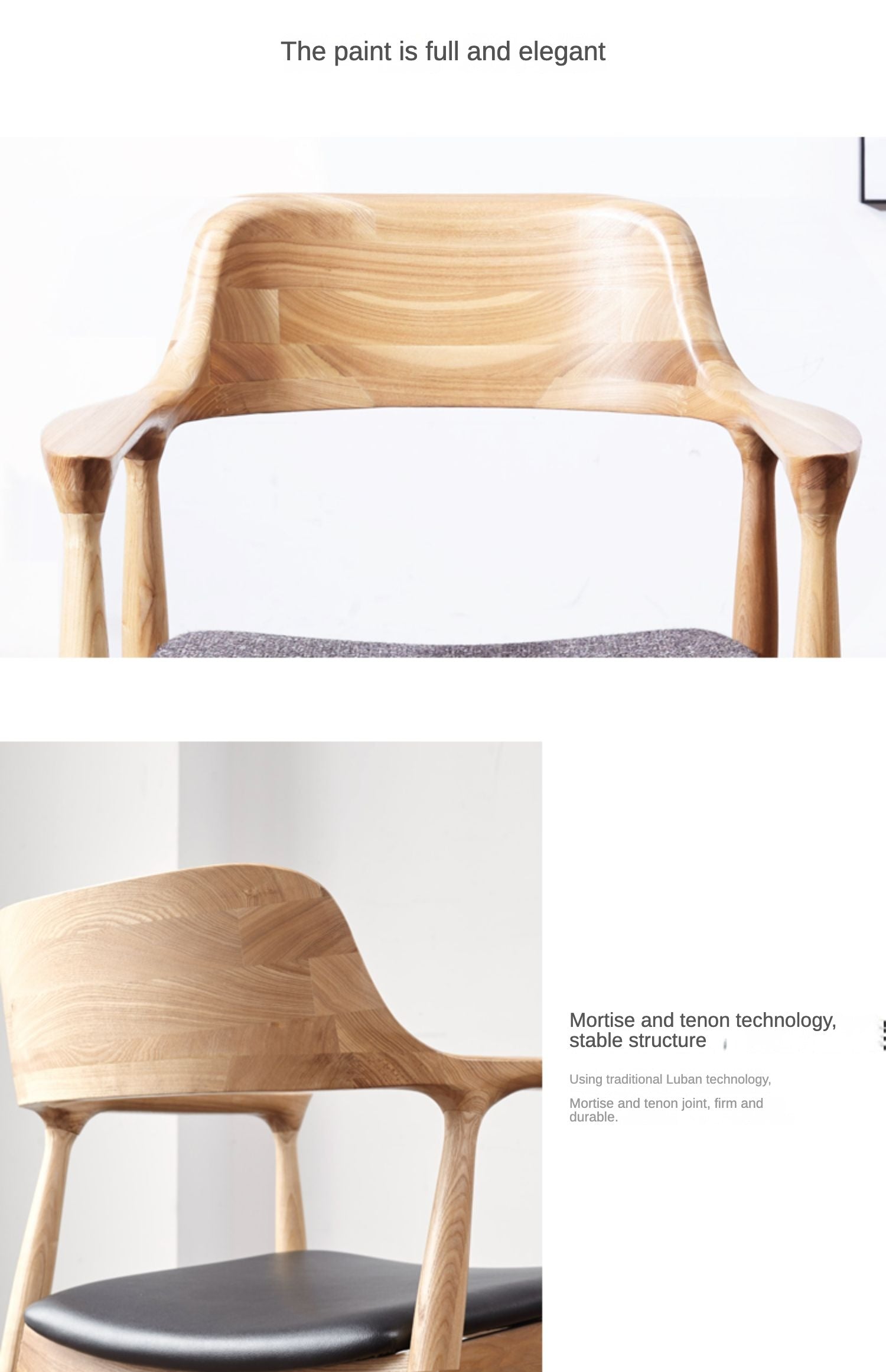 Elegant Armchair Ash solid wood+