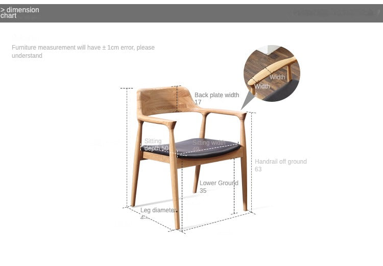 Elegant Armchair Ash solid wood+