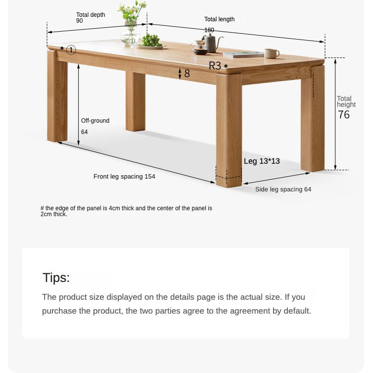 Oak Solid Wood Thick Legs Dining Table