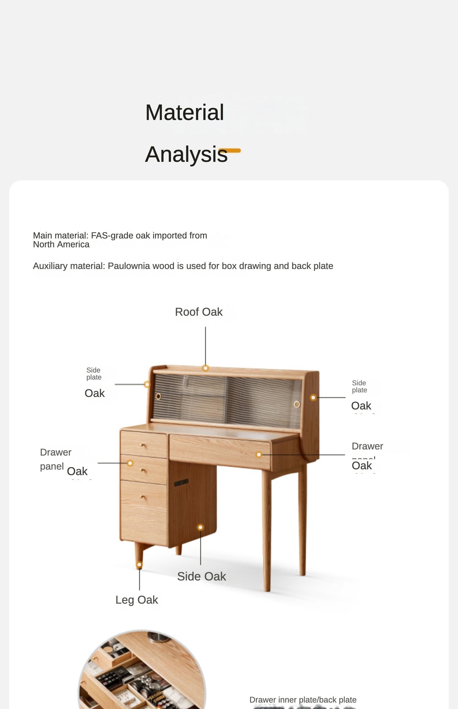 Oak Solid Wood Dressing Table Atmosphere With Lights.
