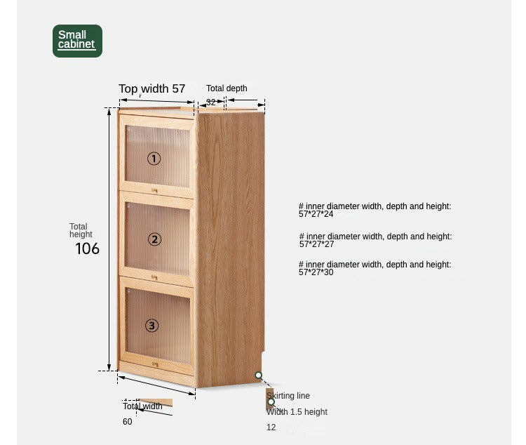 Oak Solid Wood Flipped Door Side Cabinet Free Combination