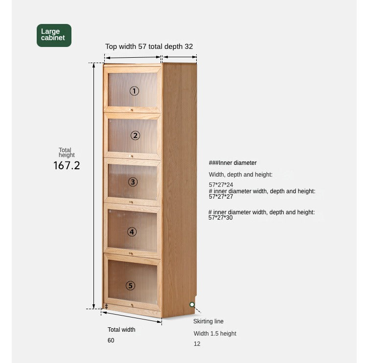 Oak Solid Wood Flipped Door Side Cabinet Free Combination