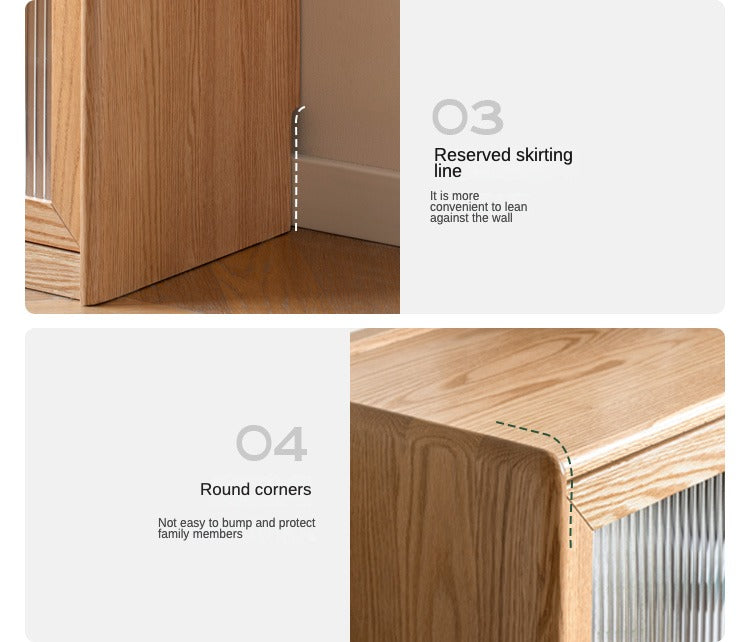 Oak Solid Wood Flipped Door Side Cabinet Free Combination