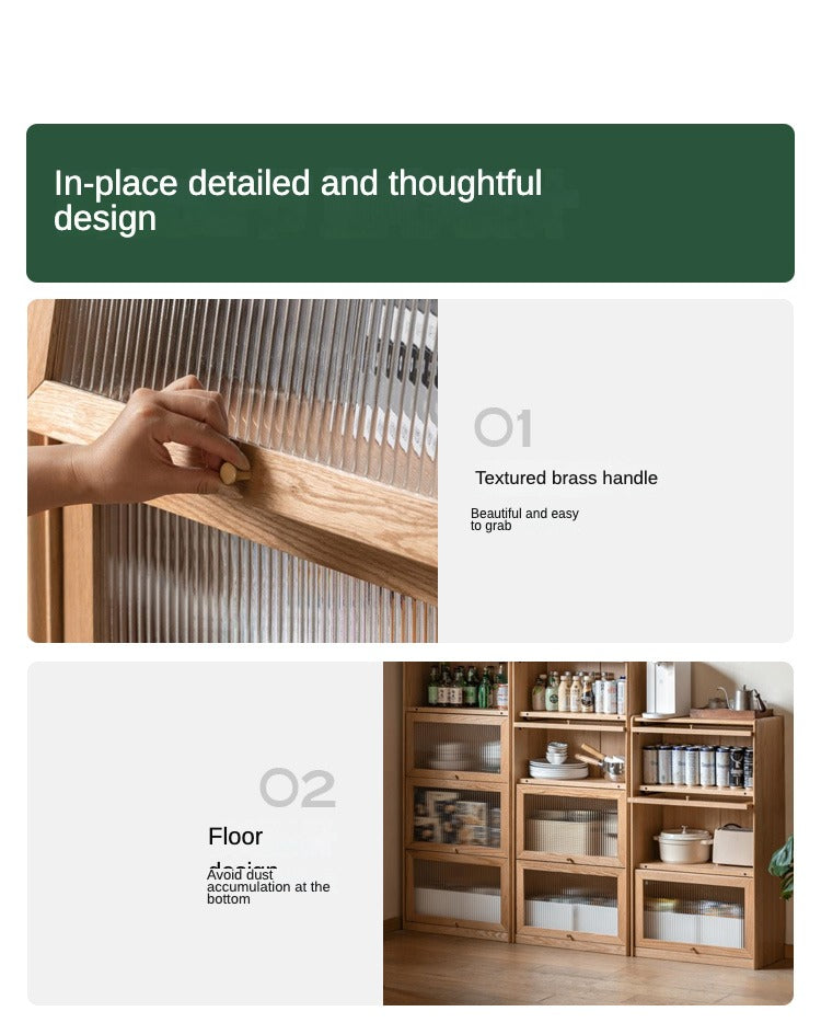 Oak Solid Wood Flipped Door Side Cabinet Free Combination