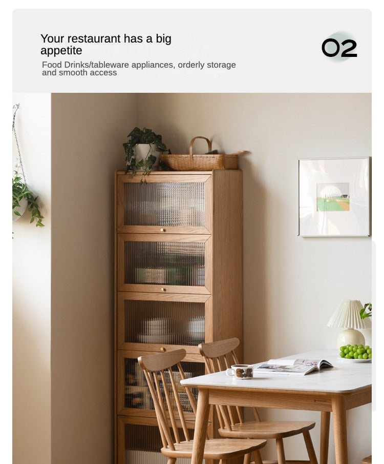 Oak Solid Wood Flipped Door Side Cabinet Free Combination