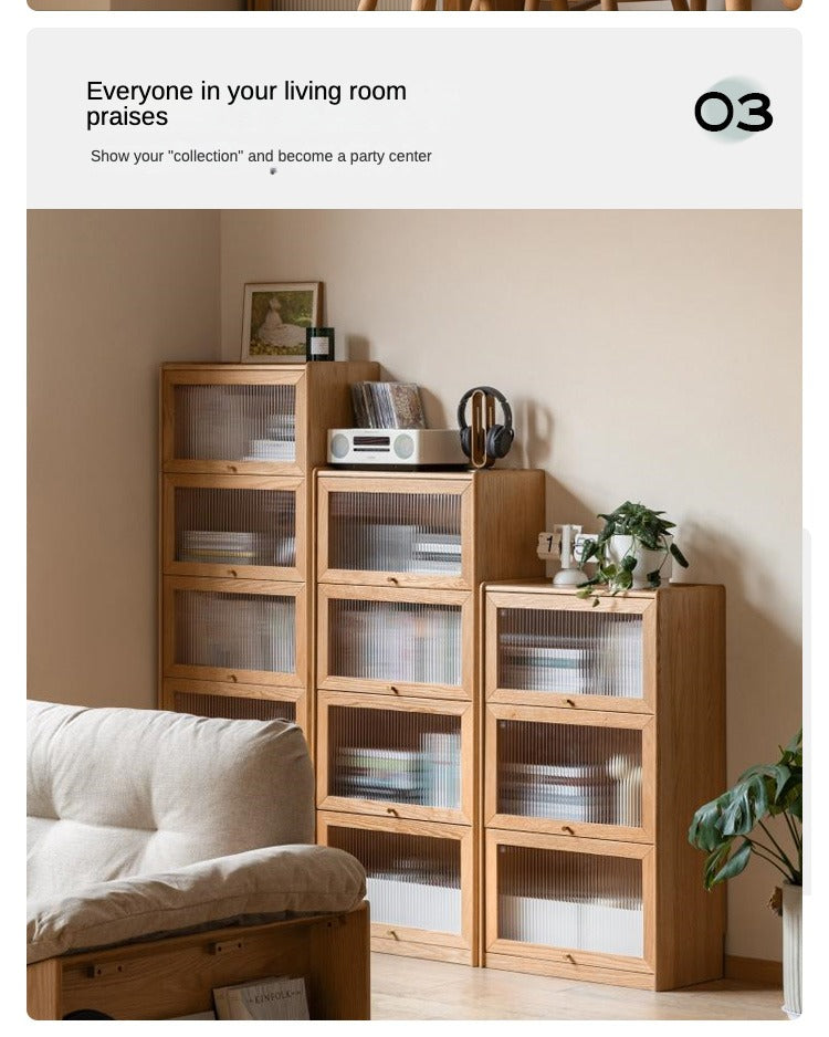 Oak Solid Wood Flipped Door Side Cabinet Free Combination