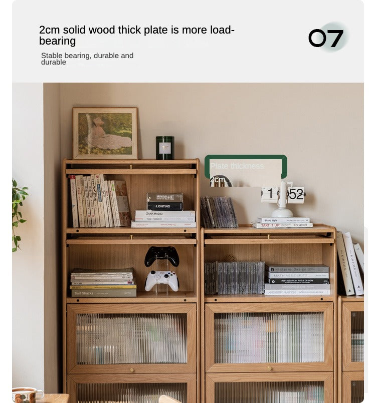 Oak Solid Wood Flipped Door Side Cabinet Free Combination