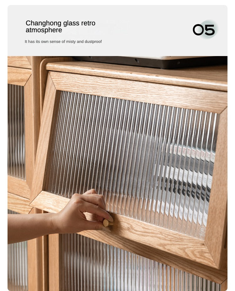 Oak Solid Wood Flipped Door Side Cabinet Free Combination